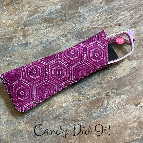 Pink Retro Print Crystal Bling Reader Glasses 3.25 - Picture 9 of 10